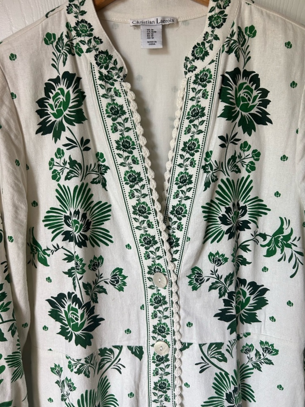 NWOT Christian Lacroix White Maxi Dress with Green Floral Print - Picture 11 of 15